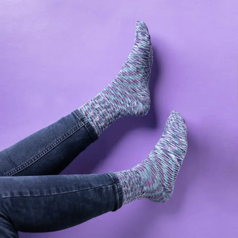 3-Pack Diabetic Socks - Multi Stripes, Solid Black & Cosmic Purple